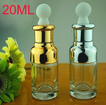 100pcs 20ml de Prata e de ouro óleo essencial de vidro frasco conta-gotas com UV tampa de plástico,de vidro conta-gotas com 20ml de embalagem atacado