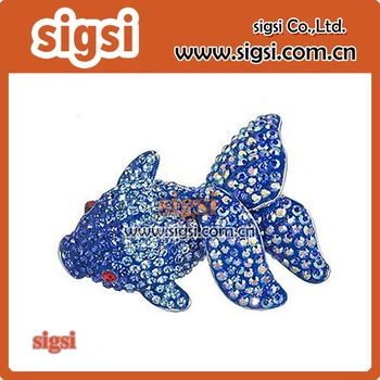 100pcs acrílico peixinho azul/laranja brilhante cristal de rocha animal broche pin