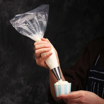 10pcs Branco Descartável Saco de Tubulação Saco de confeiteiro Confeiteiro Tubulação de Bolo de Cupcake de Decoração de Ferramentas
