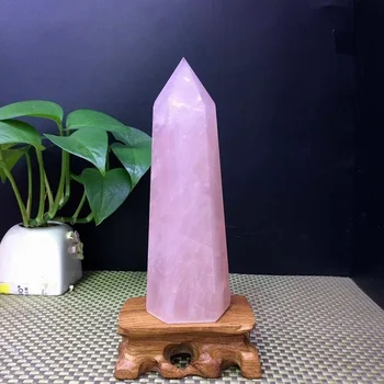 1PC Natural Aura cor-de-Rosa Rosa de Cristal de Quartzo Ponto de Varinha de Cura Pedra de Meditação Decoração da Casa Reiki Pedra Polida Chakra Torre