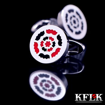 2 cores KFLK jóias camisa de abotoaduras para homens da Marca botões de punho ligações de punho Vermelho gemelos de Alta Qualidade abotoaduras de Jóias