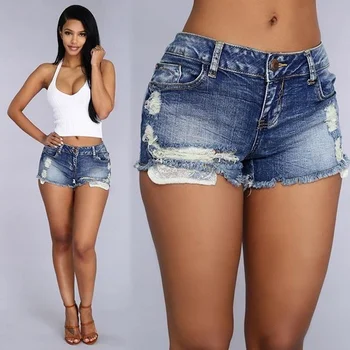 2018 venda Quente Nova Mulher Vintage Cintura Alta Jeans Rasgados Buraco Curto calças de Brim do Denim Shorts S M L XL XXL