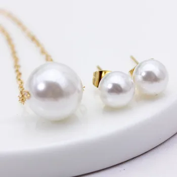 2019 verão nova marca de moda noiva conjunto de jóias de pérolas brincos para mulheres de presente colares e pingente