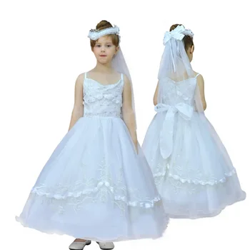 2020, a nova moda de roupas para crianças de Casamento flor menina vestido de casamento branco de princesa fofo vestido de criança