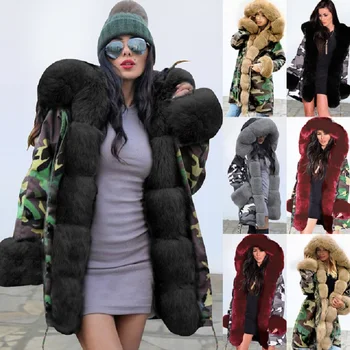 2022 novas mulheres de outono inverno casaco casaco de algodão roupas de pelúcia gola de pele de moda atmosfera de impressão casaco jaqueta feminina W87