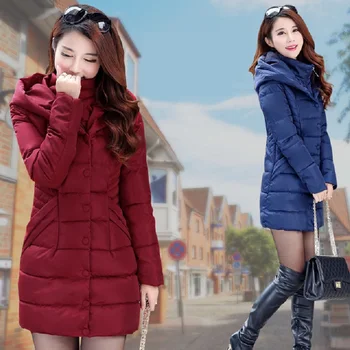 2022 novo casaco feminino casaco de inverno no longa secção engrossado para baixo de algodão acolchoado tamanho grande casaco de algodão W601