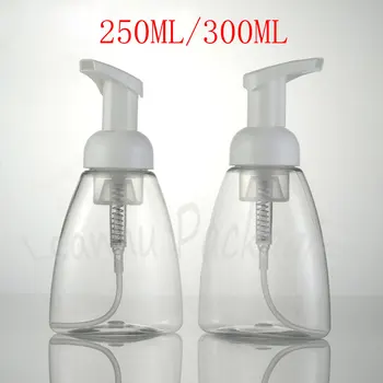250ML / 300ML Transparente Garrafa de Plástico Com Espuma de Bomba , Vazio Cosmético , Limpador / Gel de Duche de Embalagens de Garrafa