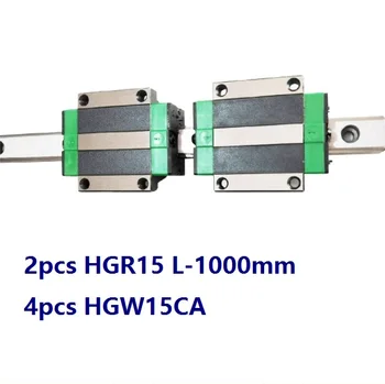 2pcs China fez HGR15 L-1000mm de guia linear / rail + 4pcs HGW15CA / HGW15 linear de blocos de transporte flangeada CNC de peças