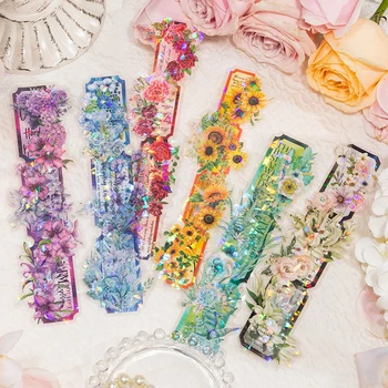 30 Pacotes de Wholesale PET tira de adesivo de flor de glitter colorido brilhante flashover flor tenda DIY material adesivo 6 escolhas
