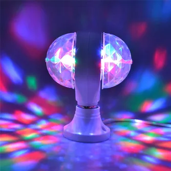 3W E27 LED Colorido Luz de Palco de Dupla Cabeça AC100-240V Rotação do Cristal de Bolas de Magia Decoração de KTV, Bar, Discoteca DJ Festa de Natal