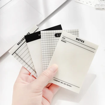 50 folhas em Branco Grade Transparente Sticky Note Pads Impermeável Auto-Adesivo Memorando bloco de notas Escolares material de Escritório artigos de Papelaria do Planejador