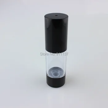 50PCS 30MLBlack Plástico Loção Airless Garrafa Com Bomba de Vácuo , 30ml forma redonda airless Soro do Frasco