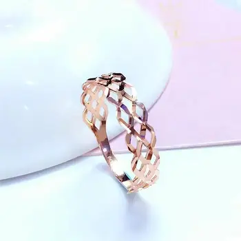 585 roxo banhado a ouro 14k rosa oco ondulado viver anel de anéis para as mulheres simples de luz design clássico elegante e jóias de luxo