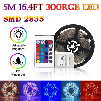 5M 300 Unidades SMD 2835 Flexível Luzes LED Strip RGB Impermeável Coloridas Lâmpadas de Fita DC 12V controle Remoto IR para a mostra Casa