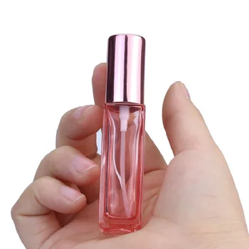 5ml 10ml Quadrado de Vidro de Perfume Spray de Frascos de embalagens de Cosméticos Atomizador de Ouro Rosa de Embalagens de Garrafa Reutilizável 30pieces/Monte