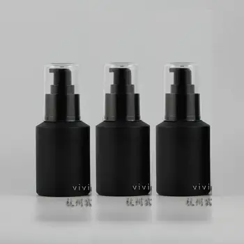 60ml preto fosco Vidro frasco de loção com plástico preto bomba de loção,embalagem de cosméticos,cosméticos garrafa,embalagens para líquido