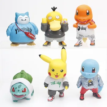 6Pcs/Set Pokemon Moderno Cartoon Pikachu Snorlax Anime Figuras de Ação da Coleção de Modelo de Boneca, Brinquedos, Decoração de Crianças Presentes de Natal