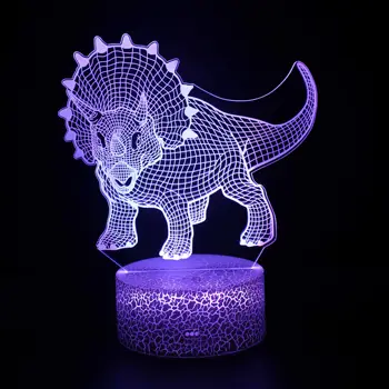 7 Estilos de Dinossauro Forma 3D da Noite do DIODO emissor de Luz de Toque Colorida Remoto USB Lâmpada de Tabela para Crianças de Natal de Presente de Aniversário para a Decoração Home