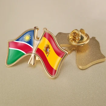 A namíbia e a Espanha Cruzado Duplo Amizade Bandeiras Alfinetes de Lapela Broche de Crachás