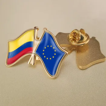 A União europeia e a Colômbia Cruzado Duplo Amizade Bandeiras Broche Emblemas distintivos de Lapela