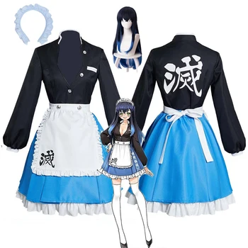Anime Demon Slayer Hashibira Inosuke Cosplay Traje Vestido Azul Peruca De Limpeza Roupa Kimetsu Não Yaiba Sexual De Conversão Servo De Meninas