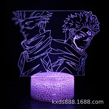 Anime Jujutsu Kaisen 3D Lâmpada de Mesa LED Colorido Criativo Luz da Noite Brinquedos para Crianças de Aniversário, Presente de Natal Gojo Satoru Megumi
