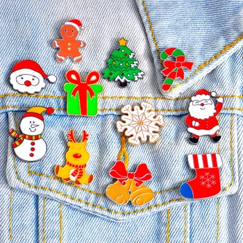 Ano novo, Natal Bonito Broche para as Mulheres a Moda do Boneco de neve, Papai Noel, Árvore de Veado Meias Chapéu de Esmalte Strass Jóias Presentes Crianças