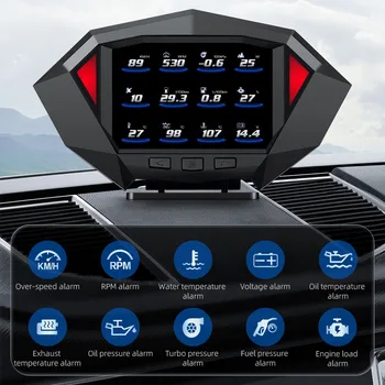 Auto Head Up Display P1 Carro HUD Apresentar Inclinação Medidor de Inclinação Tilt Medidor de Carro Velocímetro Digital OBD2 Sistema Dual, GPS