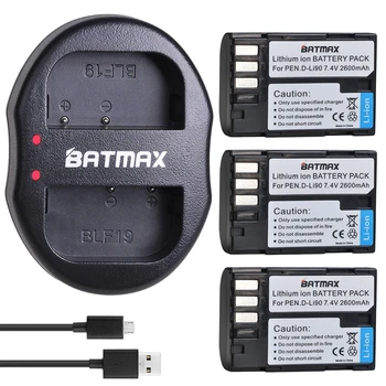 Batmax 3Pcs D-LI90 DLI90 Digital Bateria +USB Carregador Dual Para PENTAX K-7 K-7D K-5, K-5 II 645 D K01 K-3 K-3 II 645Z L15