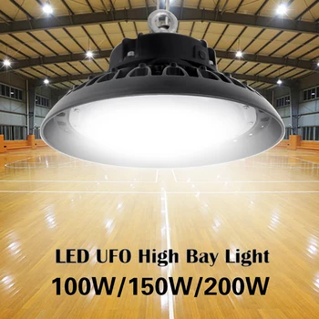 C.A. 100-277V UFO LED de Iluminação de Alta Bay Industrial Holofotes 100W 150W 200W Impermeável Ultra-fina Comercial Workshop de Iluminação