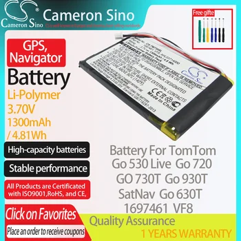 CameronSino Bateria para TomTom Go 530 Viver Go 720 IR 730T Ir 930T Ir 630T SatNav se encaixa TomTom 1697461 VF8 GPS,Navegador da bateria