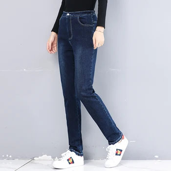 Chegada Do Inverno Quente Calças De Brim Das Mulheres Engrossar Velo Calças Skinny Calças De Cintura Elástica De Calças Jeans Plus Size Calças