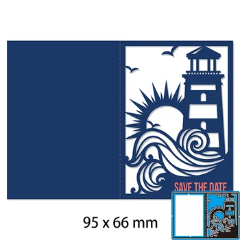 Corte DiesLighthouse com a Onda do Oceano Tema do Mar Silhueta DIY Sucata de Reservas Álbum de Fotos Relevo Cartões de Papel 95*66mm