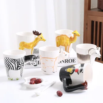 Criativo Caneca de Cerâmica 3D Tridimensional Animal Copos de Grande Capacidade de pequeno-Almoço Leite Xícara de Café Amigo Presente Personalizado
