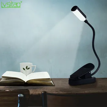 criativo clipe da lâmpada de mesa USB livro de leitura, lâmpada de estudo a aprendizagem de proteção para os olhos mesa de luz 4led quarto de mangueira flexível de metal brilhante
