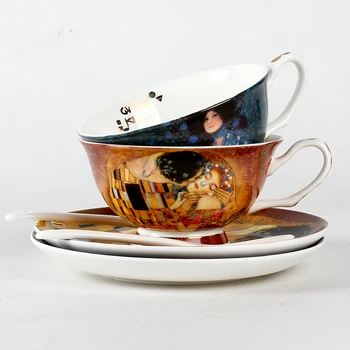 Criativo porcelana Europeia xícara de café terno simples tarde de xícara de chá de Gustav Klimt pinturas de Arte