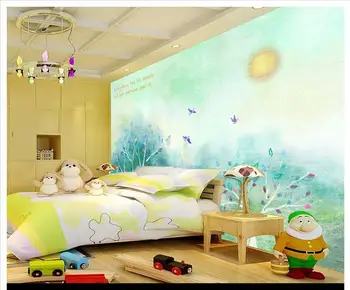 Customzed 3d papel de parede 3d kids papel de parede de desenho animado flores celebrar crianças sala de adesivos de parede 3d papel de parede do quarto