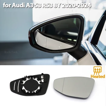 Da esquerda para a Direita da Porta do Lado Aquecido Asa Vidro do Espelho Retrovisor Placa para Audi A3 8Y S3 8Y RS3 8Y RS S 3 2020-2024 Acessórios