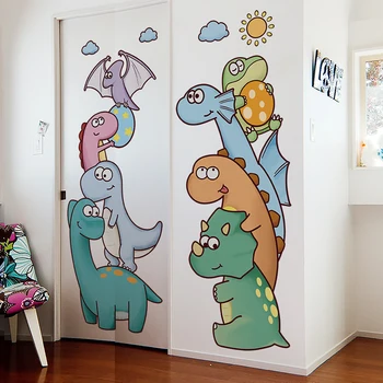 Dinossauros Adesivos de Parede Decoração DIY Cartoon Animais Mural de Adesivos para Quarto de Crianças, Quarto de Bebê jardim-de-Infância Creche a Decoração Home