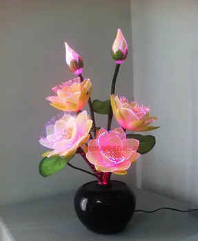 Diodo Emissor De Luz, Flor Ilumina Lotus Luz De Buda Lâmpada Fo Lâmpada Novidade Artística De Fibra Óptica Flor