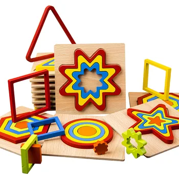 DIY 3D Criativas de Madeira Puzzle Forma Geométrica de Quebra de Inteligência Desenvolver Montessori Brinquedos Educativos Para Crianças de Bebê