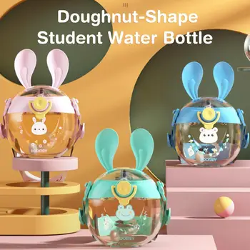 Donuts de Tritan Spray de Plástico Bonito Viagem de Garrafa de Água Com Palha de 330ml Portátil do Bebê Bico de Garrafa de Sippy Copa Menina Dom Pote de Água