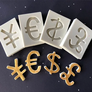 Dólar Euro RMB Símbolo de Libra Silicone Cookie Moldes de Chocolate Fondant de Decoração do Bolo de Moldes de Prática DIY de Pastelaria, Panificação Ferramentas