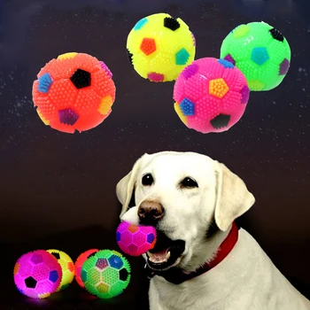 Esfera De Piscamento Cão De Brinquedo Interativo Cachorro Mastigar Squeak Bolas De Estimação Soando Luminosa Brinquedos Bola De Futebol De Salto De Animais De Estimação Formação De Brinquedo