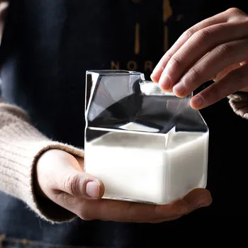 Estilo Japonês Vidro De Leite De Copo Quadrado De Leite, Caixa De Micro-Ondas Pode Calor Criativo De Cozinha Em Casa De Louça Pequeno-Almoço Copa