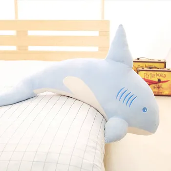grande novo anúncio de pelúcia tubarão de brinquedo linda macio azul de tubarão travesseiro boneca de presente sobre 95cm