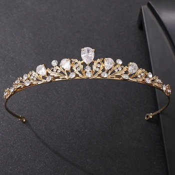 GS002 Moda coreana simples liga de zircônio coroa tiara de noiva de princesa do cabelo do casamento aro mulheres casamento capacete acessório de cabelo