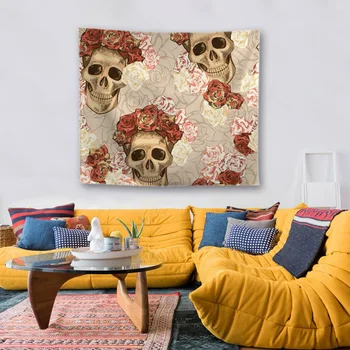 Halloween Horror Crânio Série Multifuncional Aquarela Pendurar Pano de sala de estar e Quarto de Parede Pintura Decorativa