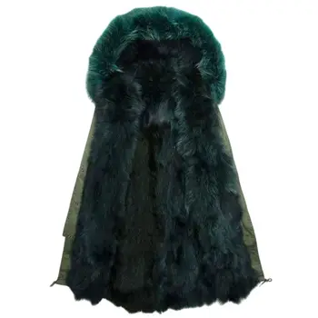 Itália estilo de Marca Mr verde escuro fox fur casaco de raccoon gola de pele capa de inverno mulheres fur real jaqueta coats