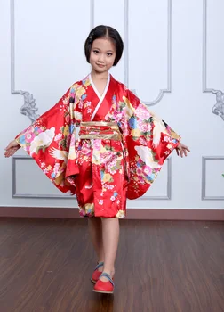Japonês Bebê Quimono Vestido de Crianças Vestido da Menina de Flor Ásia Mundial de Vestuário do espetáculo de Dança Quimono Vestido para a Fotografia de Meninas